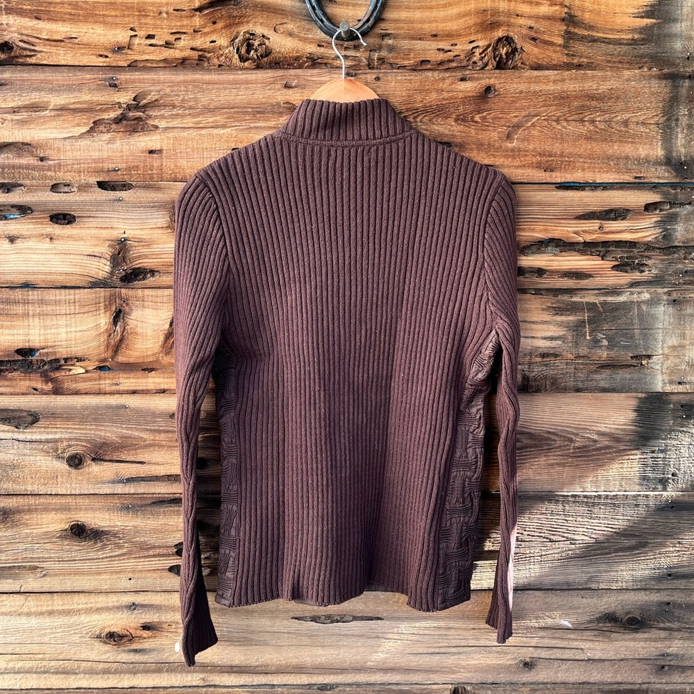 FOR CYNTHIA | NWT Brown Woven Sweater Jacket M - Picture 7 of 7